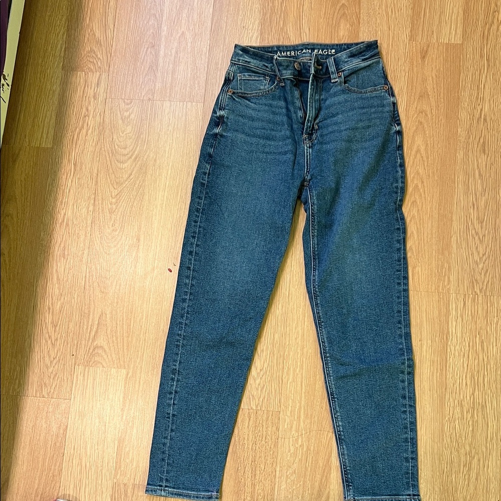 American Eagle High Rise Mom Jeans in Medium Wash